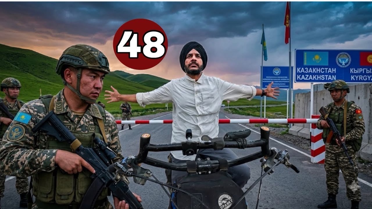 ⁣ਸਫ਼ਰ ਦੇ ਆਖ਼ਰੀ ਦੇਸ਼ ਵਿੱਚ ।  Border crossing on cycle 