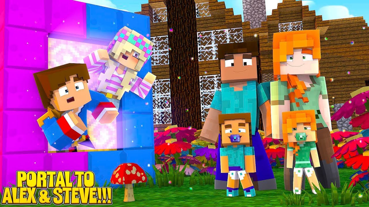 Minecraft HOW TO BUILD A PORTAL TO ALEX & STEVE LIFE!!! w/ LITTLE DONNY