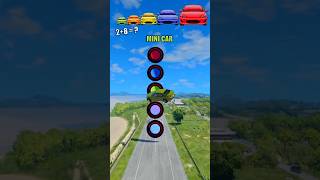 🔥 Tiny to Giant Cars vs Rainbow Rings Trap – Who Survives? 🌈🚗 | BeamNG.drive #shorts