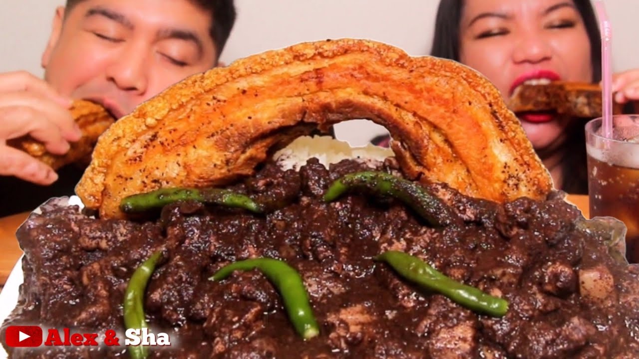 CRISPY PORK BELLY DINUGUAN MUKBANG Mukbang Asmr Alex & Sha YouTube