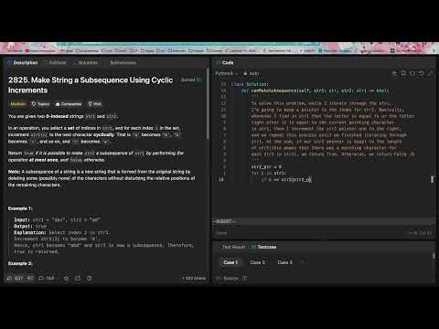 ASMR LeetCode: Make String a Subsequence Using Cyclic Increments | Chill Coding