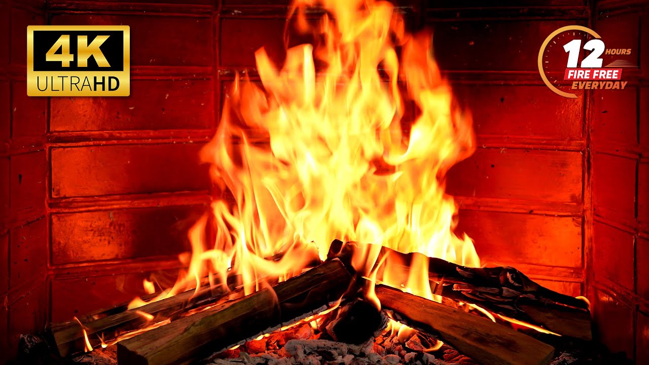🔥 Beautiful Fireplace 4K with Natural Crackling Logs is burning in your ...