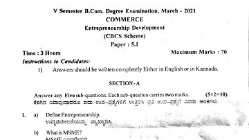 ED 2021 QUESTION PAPER ENTREPRENEURSHIP DEVELOPMENT QUESTION PAPER 2021 BCU