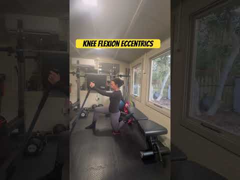 Knee flexion eccentrics (driving foot into bench on way down)