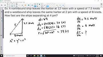 Related Rates: Pythagorean Theorem Ship Example