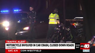 Motorcycle involved in car crash @WesternMassNews
