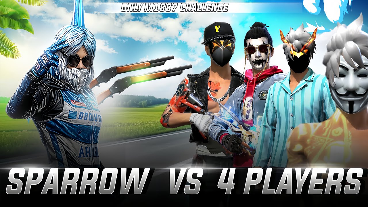 SPARROW FF VS 4 SUBSCRIBERS 🤯 | ONLY M1887 CHALLANGE IN 500 HP 🔥