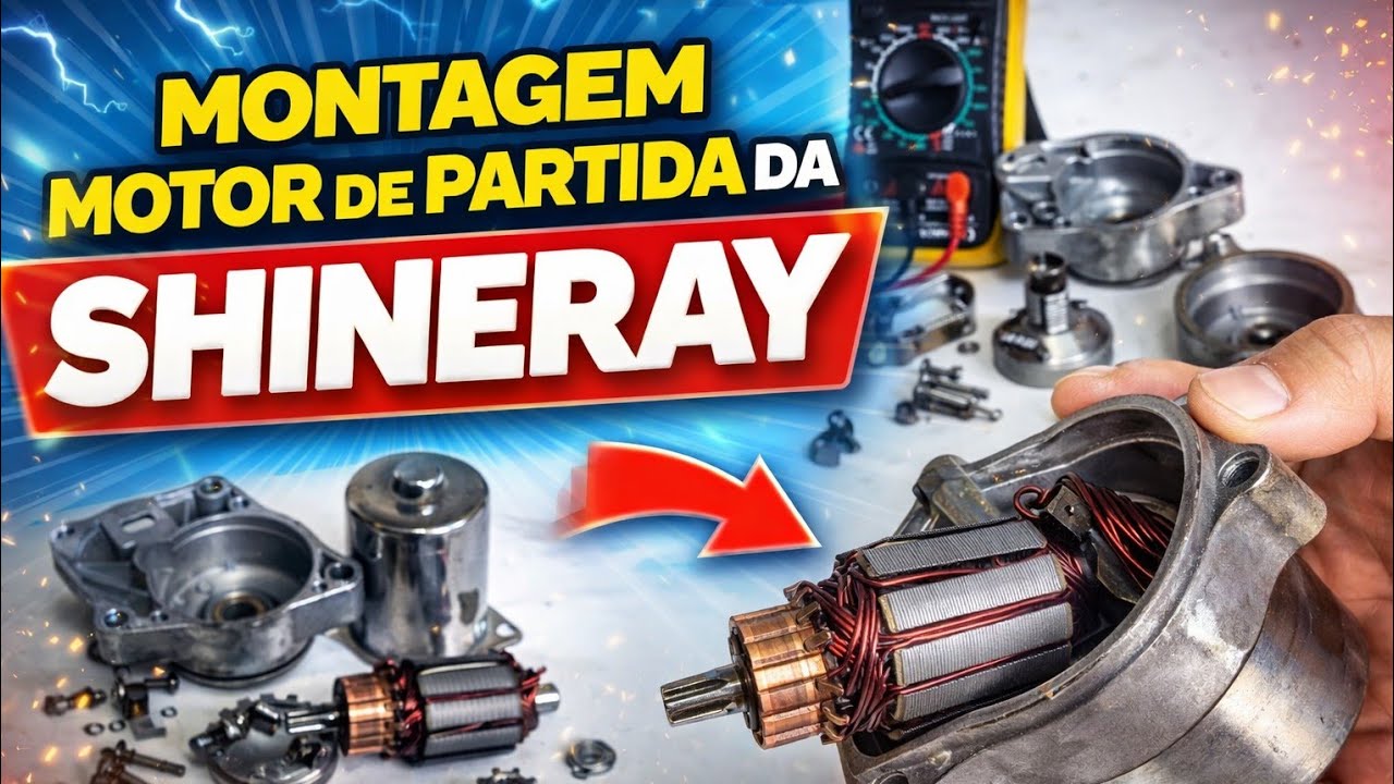 Montagem do moto de partida da Shineray 