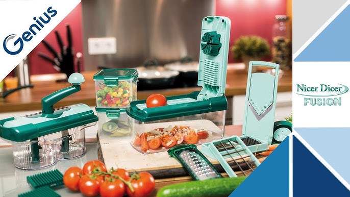 Genius A34035 Nicer Dicer Fusion Smart Vegetable Cutter Set 12-Piece  Chopper with Collection Container, XXL Knife Insert & Julietti Spiral  Insert