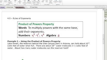 Pre-Algebra Lesson 4.5 - Rules of Exponents