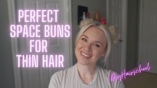 Full & Fluffy Space Buns Hack for Thin Hair | Easy Hairstyle Tutorial