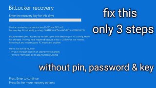 fix Bitlocker recovery key|| bitlocker unlock without password and recovery key|| bitlocker