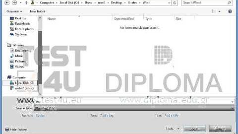 Save the current document under the file name test and type text only (plain text) in...