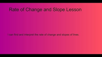 Rate of Change and Slope Video