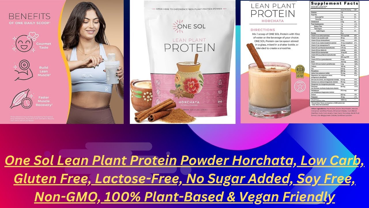 One Sol Lean Plant Protein Powder Horchata, Low Carb, Gluten Free,  Lactose-Free, No Sugar Added, Soy Free, Non-GMO, 100% Plant-Based & Vegan  Friendly