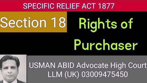 Section 18 Specific Relief Act 1877| Purchaser