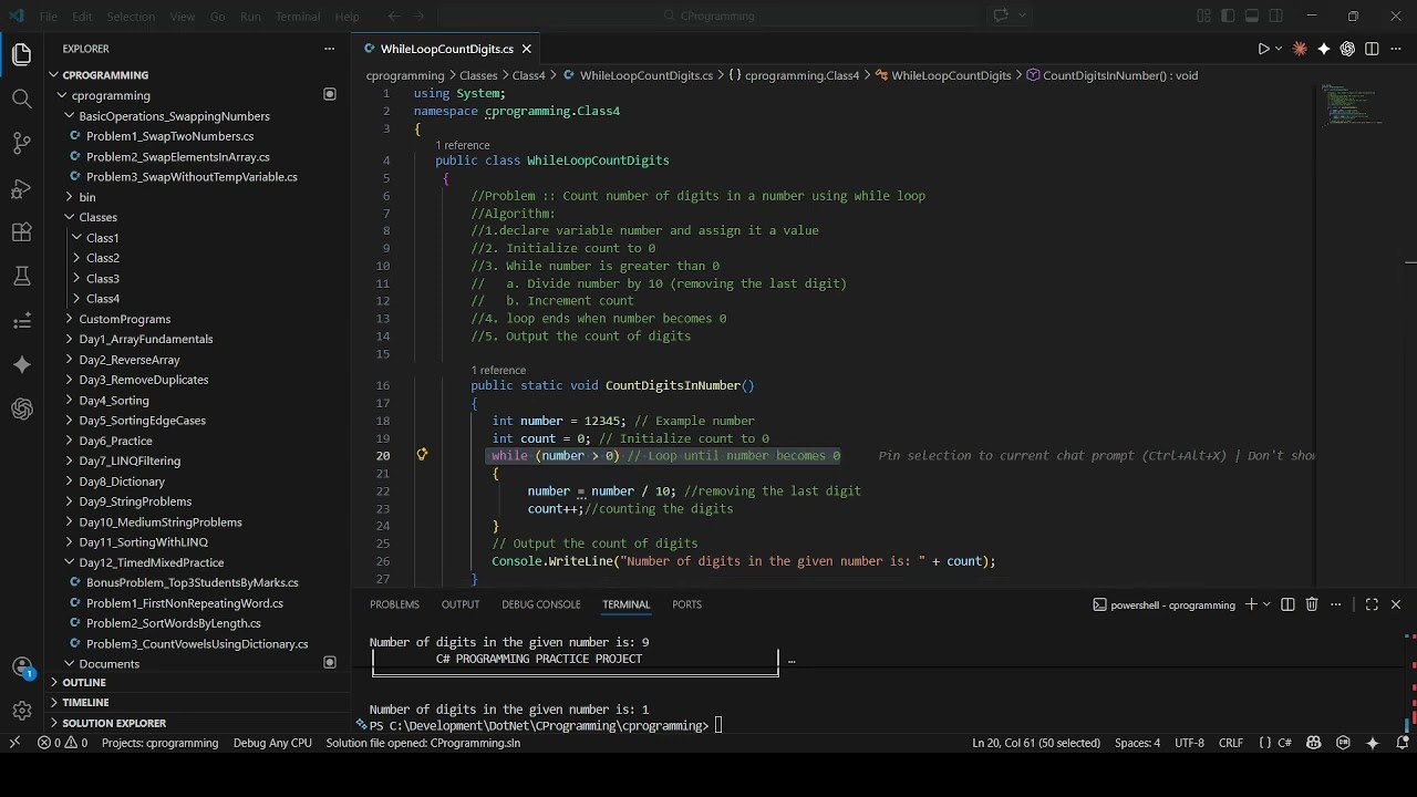 Count Digits in a Number Using While Loop in C#  Programming Tutorial