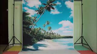 Life Magic Box Vinyl Cloud Backdrop Photo Backdrop Coconut Tree Sea Backdrops