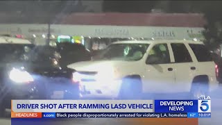 Suspect who rammed into L.A. County sheriff’s vehicle shot by deputy