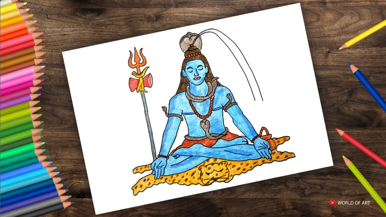 Easy Drawing Of Lord Shiva With Colour - img-go