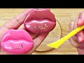 Slime Coloring with Makeup! Mixing Lip Shaped Lip Gloss Into Clear Slime! Satisfying Slime Video!