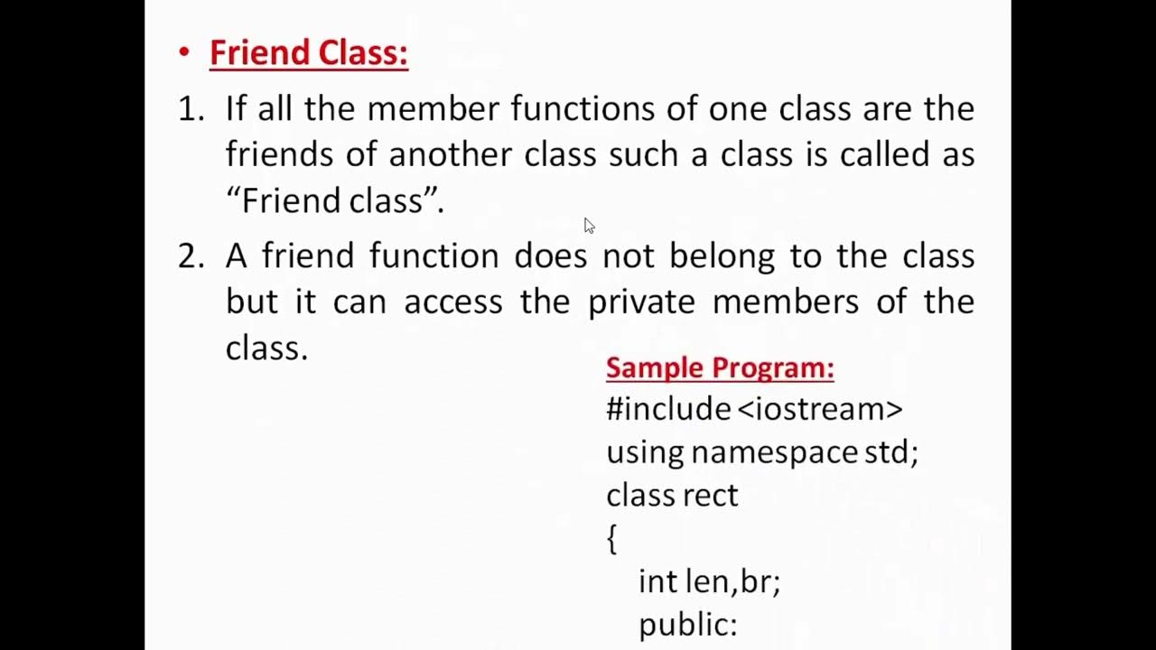 Notes for Friend Functions and Friend classes in c++ - YouTube