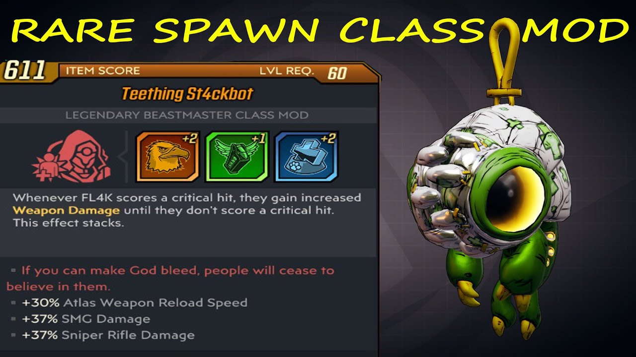 BL3 - Teething St4ckbot + 37% Sniper Dmg + 37% S.m.g Dmg + 30% Reload Speed