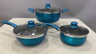 BLUE Cookware Set Unboxing Titanium Nonstick Dishwasher Safe PFOA Free Cookware screenshot 2
