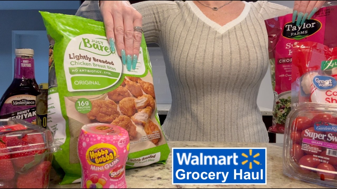 ASMR Gum Chewing Walmart Grocery Haul | Whispered Ramble & Tapping