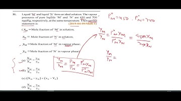 Liquid M and N form an ideal solution.The vapour pressure of pure liquid M and N are 450and 700mm Hg