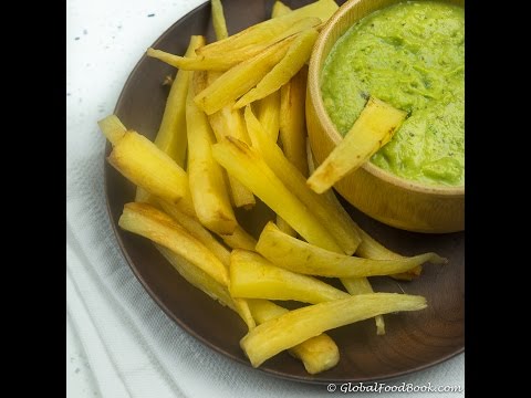 Parsnip chips with Avocado and Spinach Dip