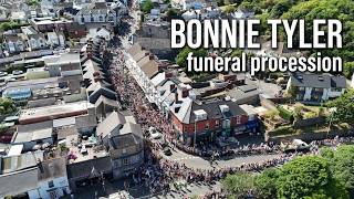 Bonnie Tyler funeral procession aerial Mumbles Swansea 2026 short