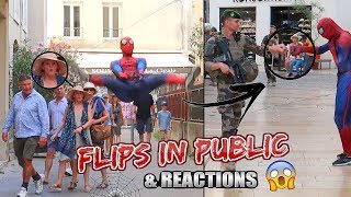 PRANK | JE ME DÉGUISE EN SPIDERMAN [FLIPS IN PUBLIC]