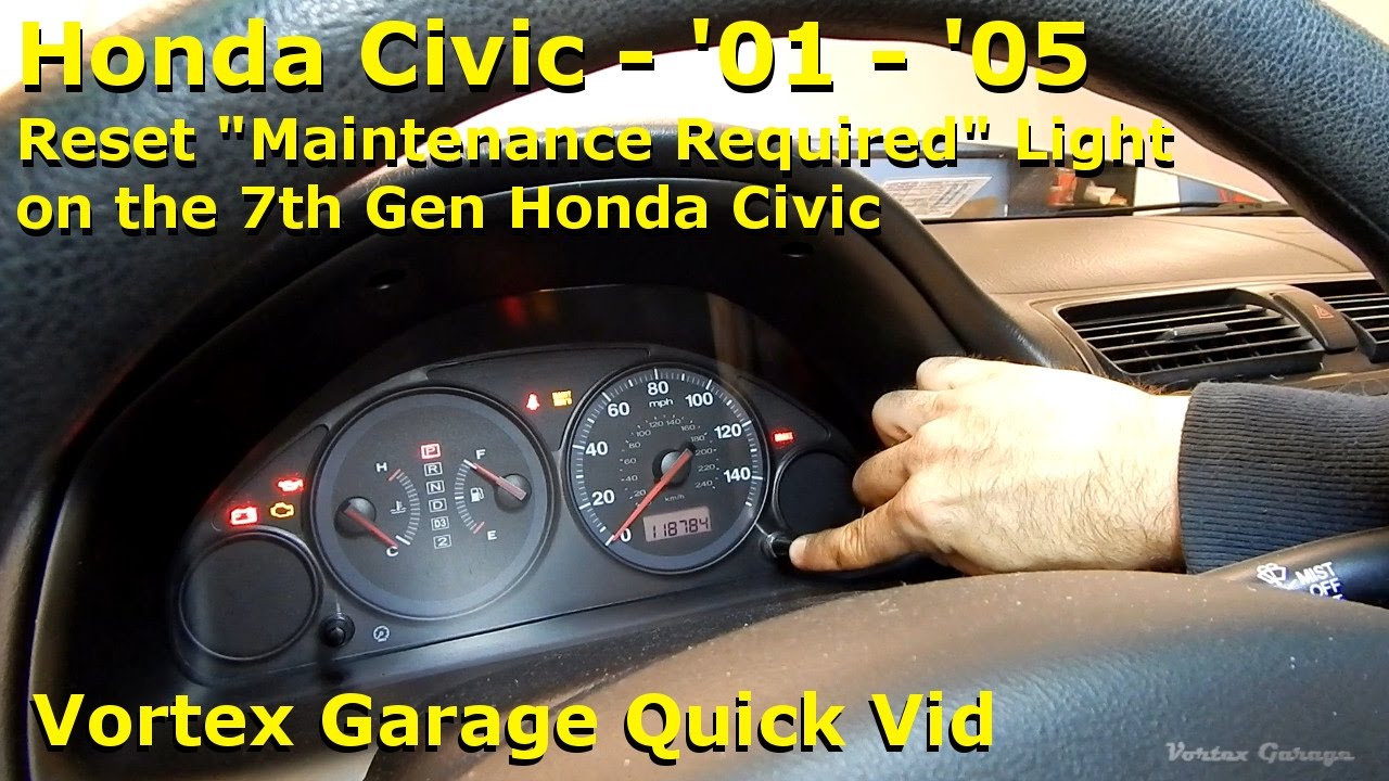How To Turn Off The Maint Reqd Light Reset Maintenance Required Light on a Honda Civic - '01 '05 - Vortex Garage  - YouTube