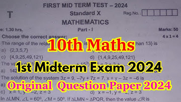 10th maths 1st mid term question paper 2024 | 10th maths first mid term question paper 2024