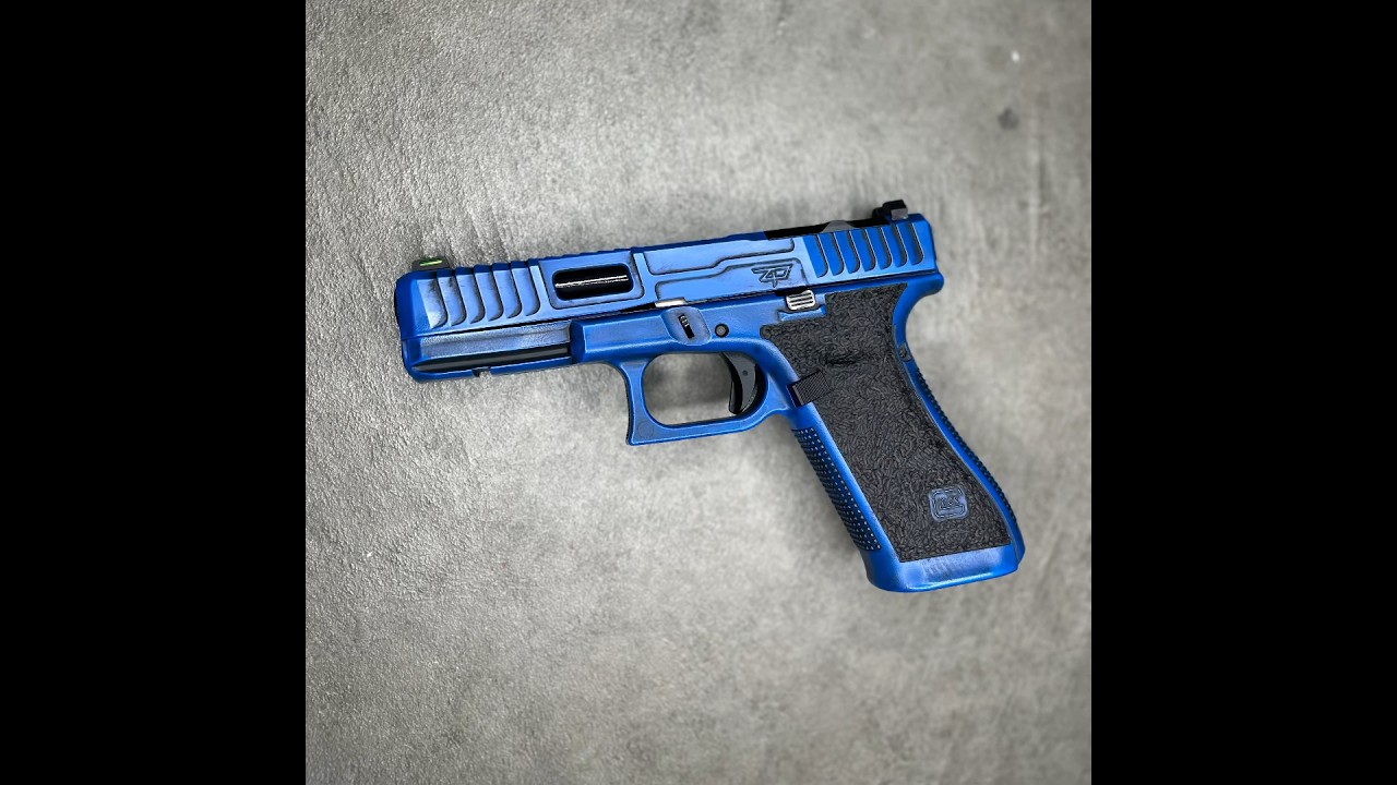 Striking Blue Glock Custom Cerakote & Stippling