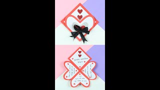 Easy and beautiful card for valentines day / valentines day card making very easy #shorts