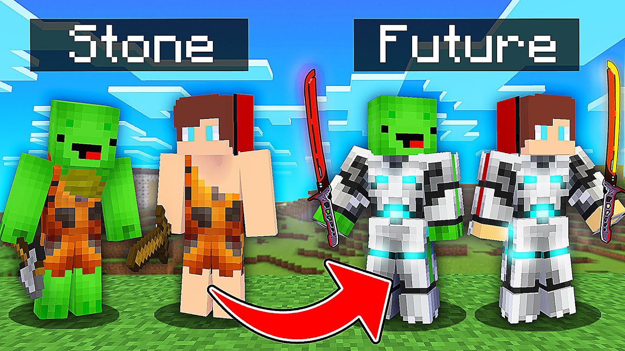 JJ and Mikey from STONE to FUTURE in Minecraft - Maizen