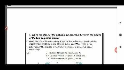 BALANCING OF ROTATING MASSES PART 2 WITH NUMERICAL