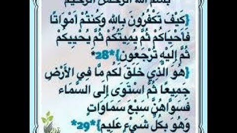 سورة البقرة  كَيْفَ تَكْفُرُونَ بِاللَّهِ وَكُنتُمْ أَمْوَاتًا فَأَحْيَاكُمْ من الآية 28 إلى 29