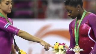 Simone Biles Fends Off A Bee After Taking Gold - 2014