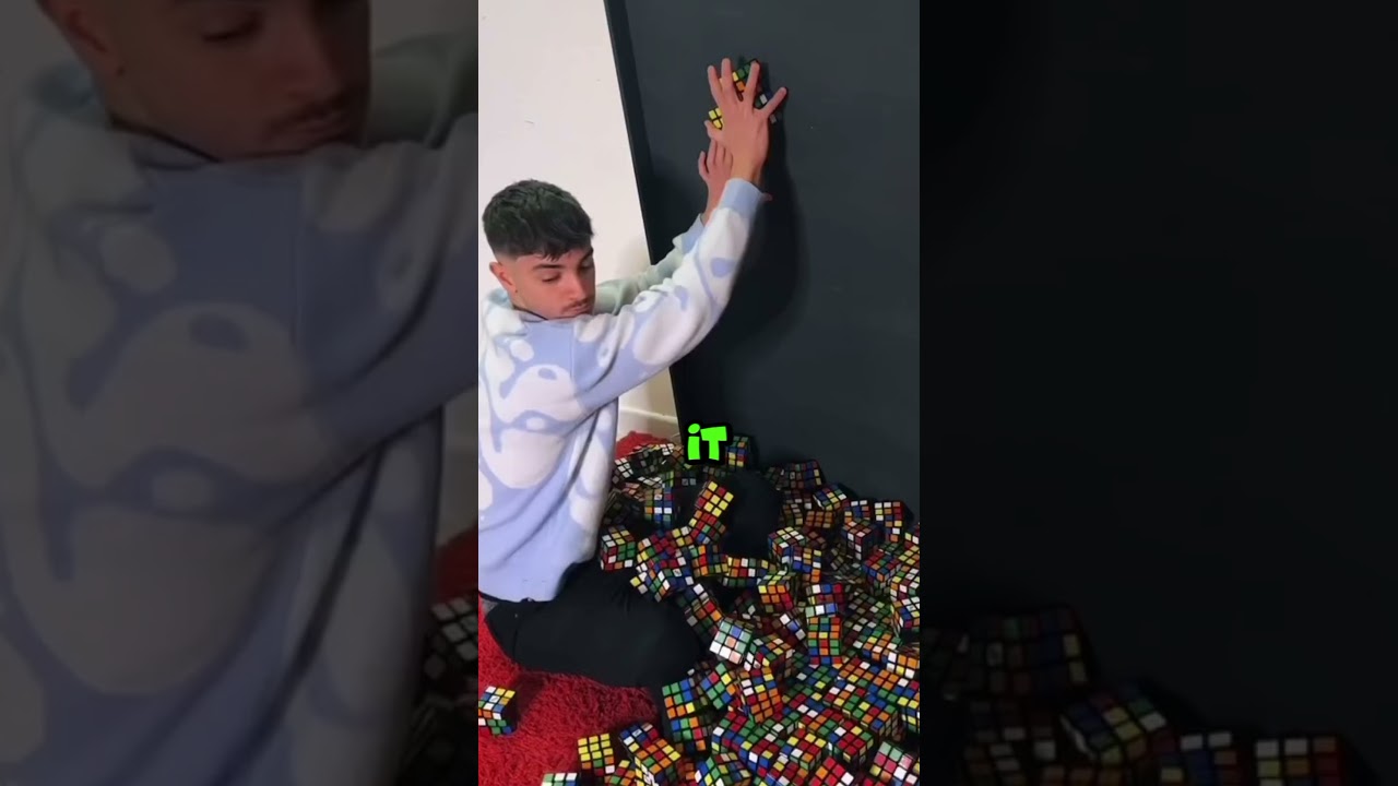If you see this 🤔boy creating a portrait of Johnson using Rubik's Cubes run fast join him right away
