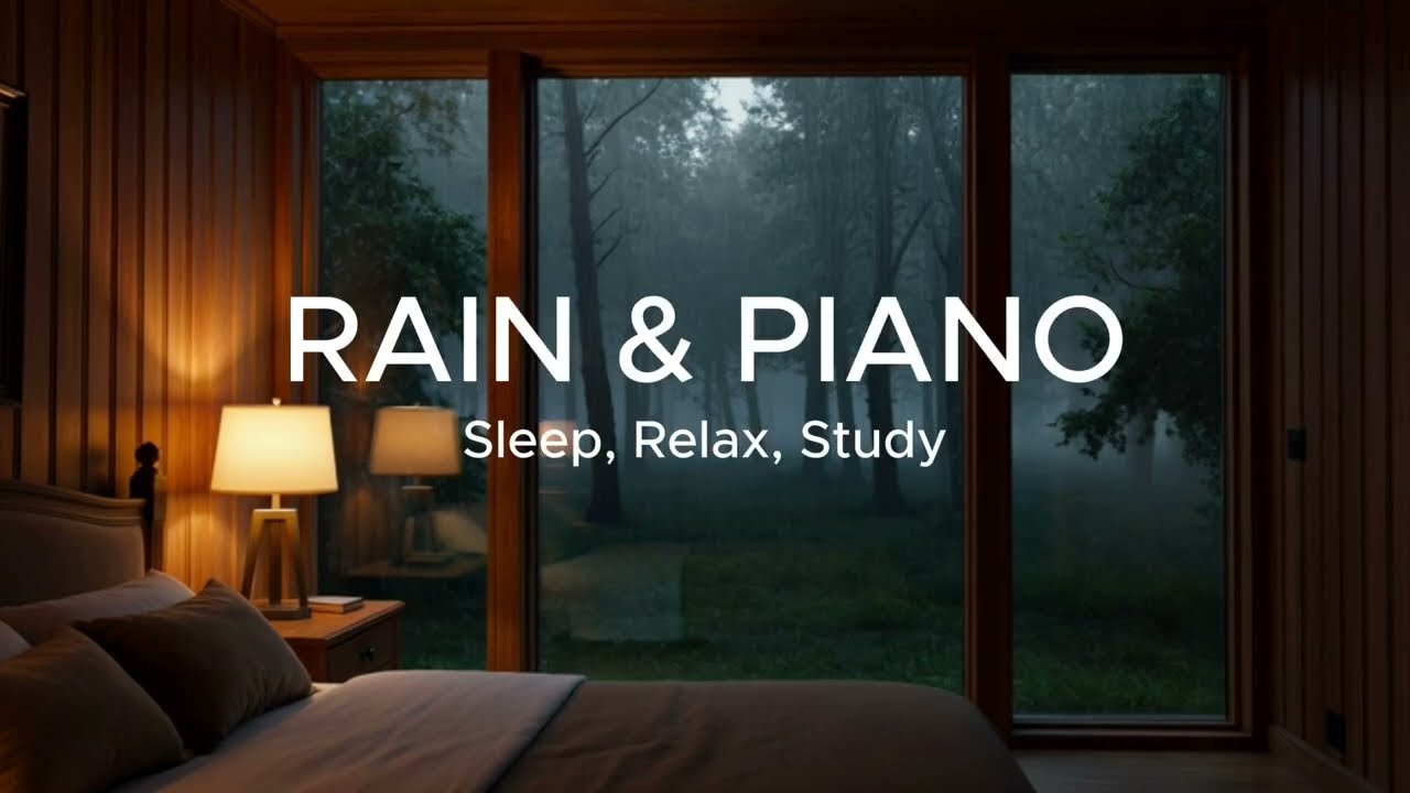 Rainy Night 🌧️ & Soft Piano — Sleep, Relax, Study