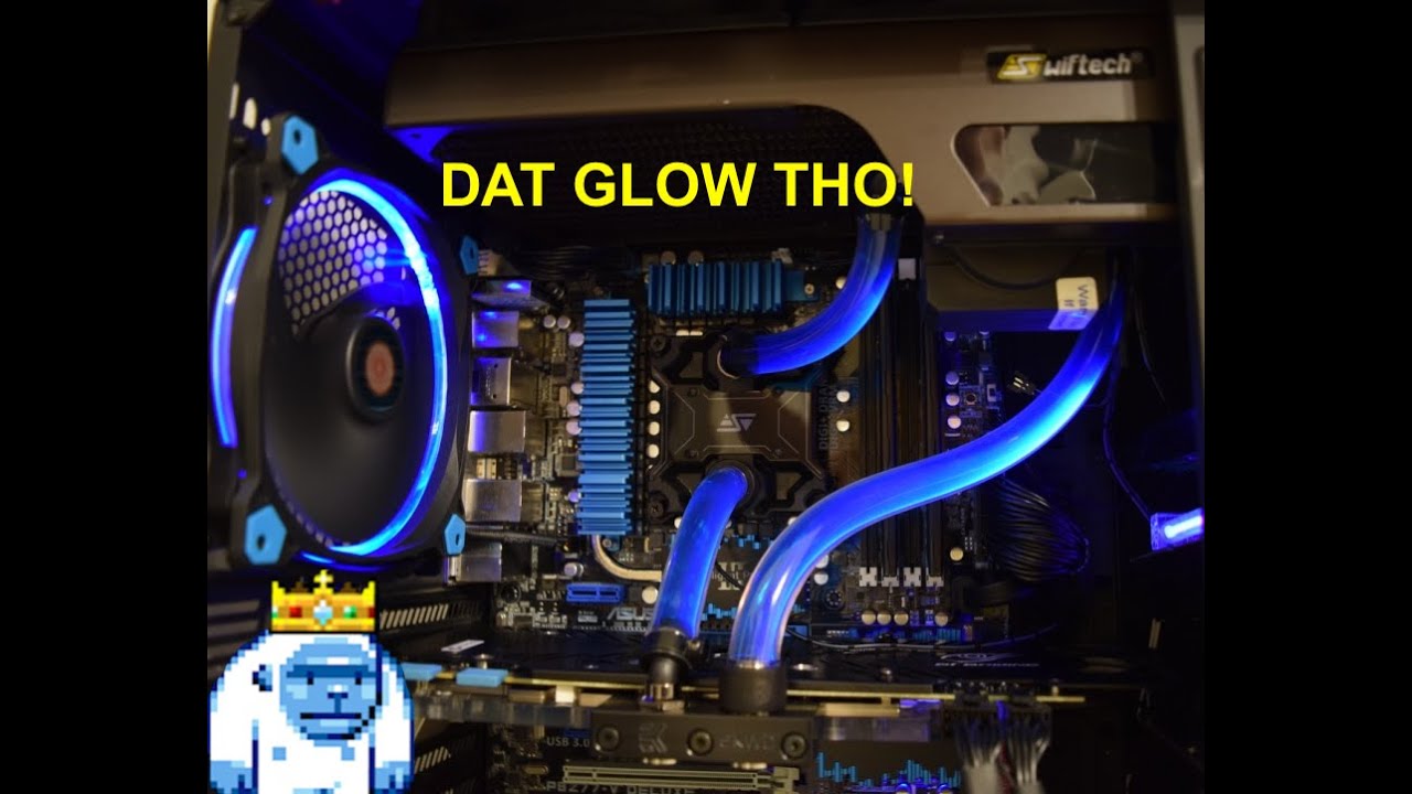 Gaming PC UV Cold Cathodes with mayhems X1 Blue UV dye + EVGA