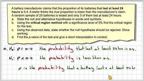 Binomial hypothesis test using critical regions 02