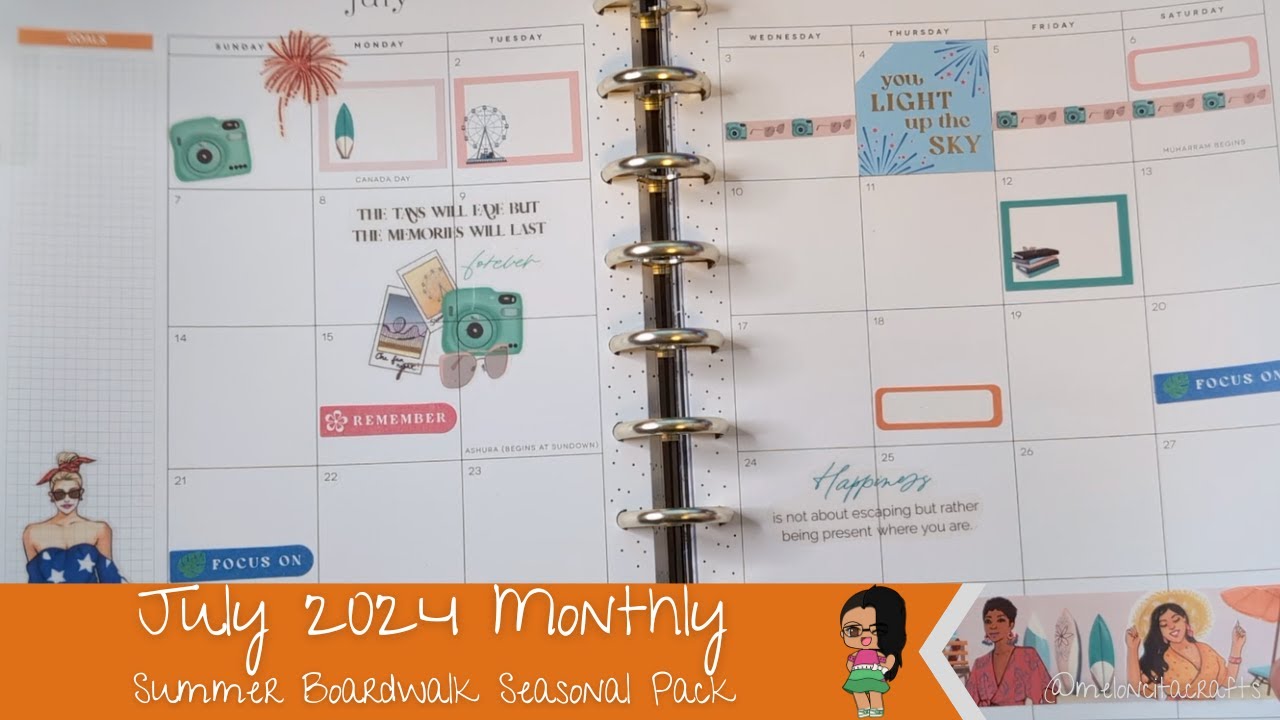 Summer Fun! July 2024 Monthly Setup | Happy Planner | MeloncitaCrafts