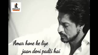 Bahut Haseen Tha Hamara Pyar ! #ShahrukhKhan ! #Dialogue ! #Dilwale ! #WhatsappStatus! #IndianTubes
