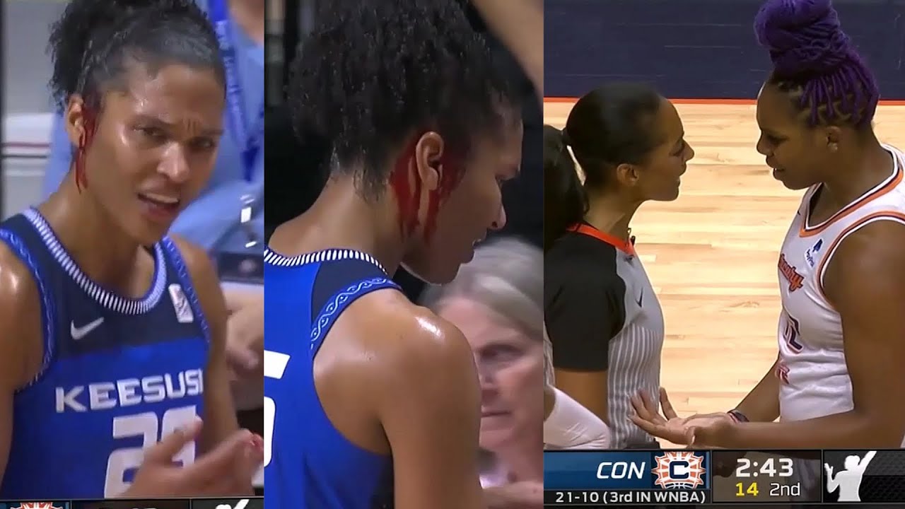 BLOODY Thomas FURIOUS After Elbow To Her Head & Throws Ball At Gray Who Complains To Ref About Call