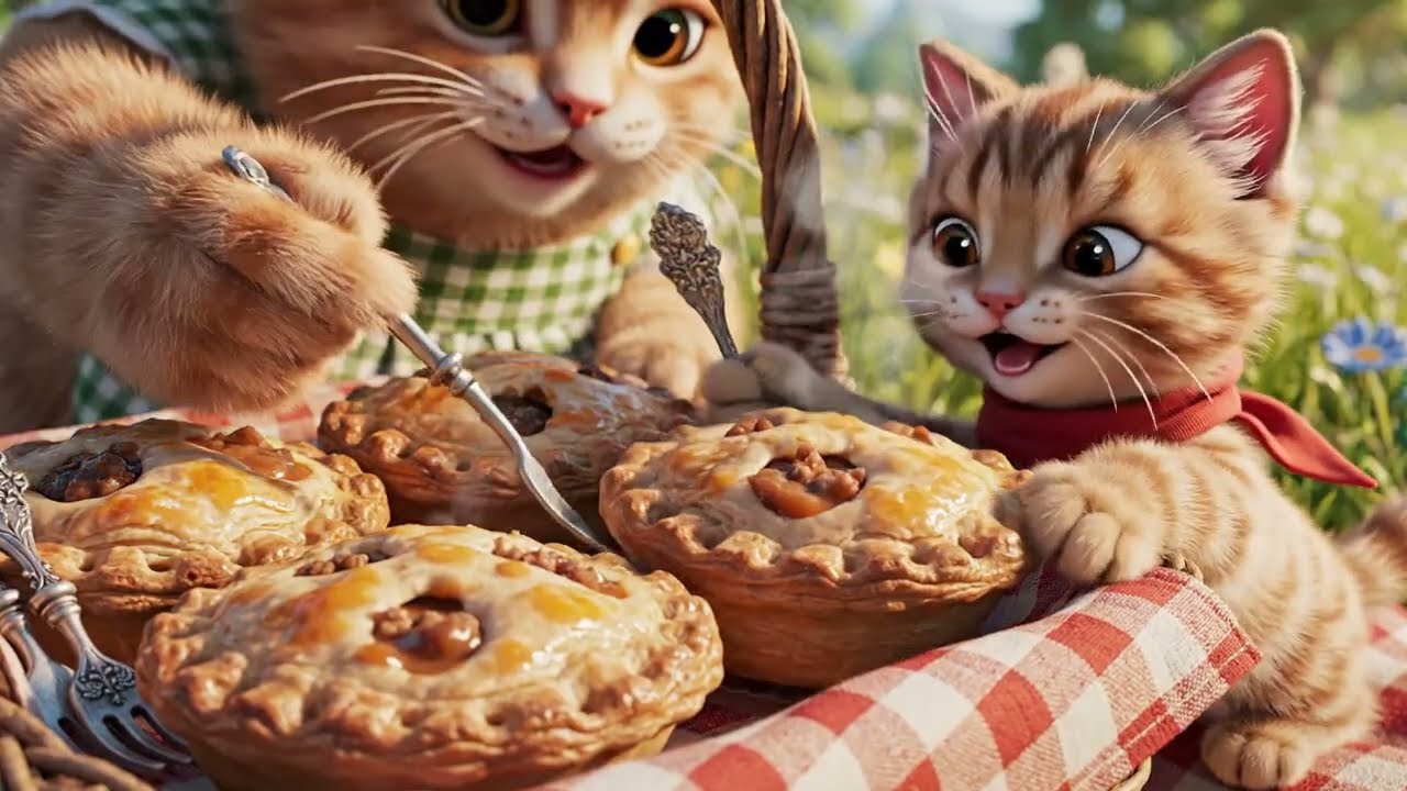 Mama Cat Makes Savory Meat Pies for a Picnic