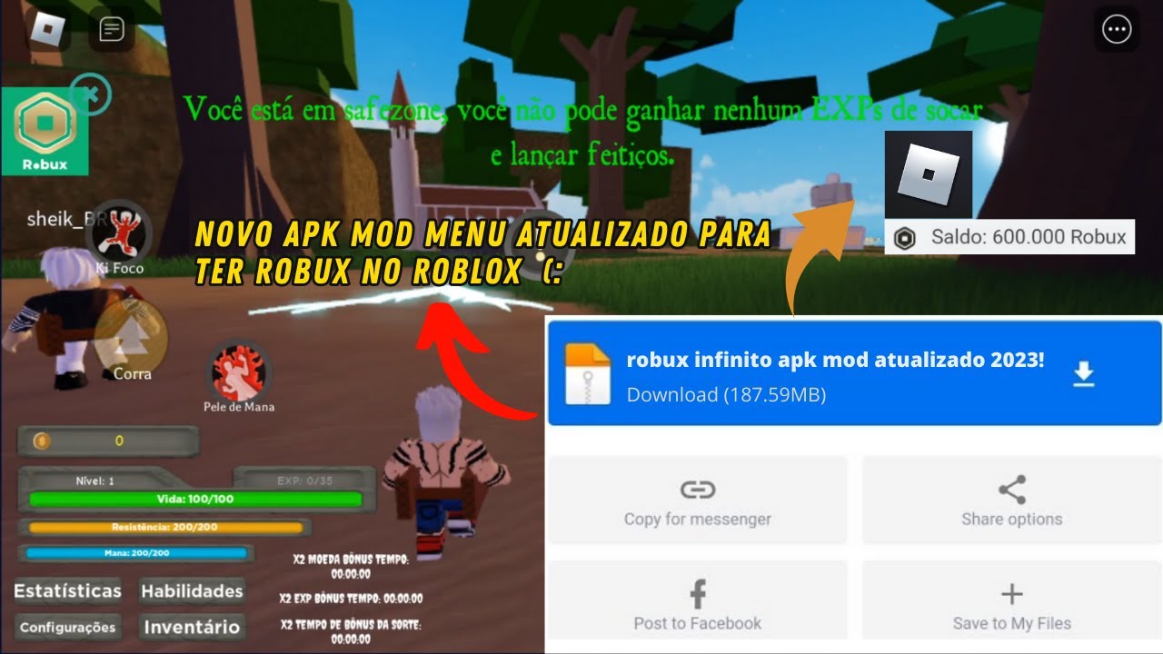 NAO PERCA!!! MOD MENU ATUALIZADO DE ROBLOX HACK ROBLOX/ VOAR/SKINS RARAS /ROBUX  INFINITO E MAIS!!! 